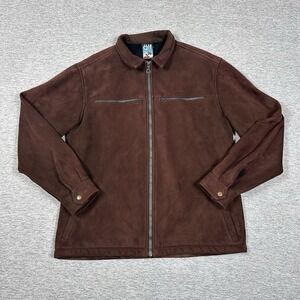 Vintage KUHL Alf Jacket Mens Medium Brown Microsueded Fleece Wind Proof Full Zip